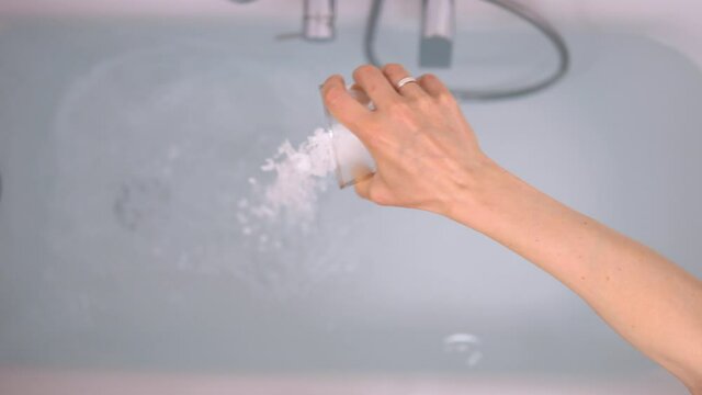 Adding Magnesium Salt In Bath Water For Relaxation And Antistress.