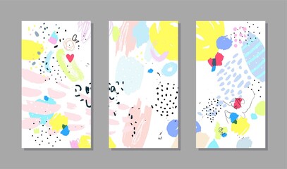 Cute wallpaper for smartphone. Contemporary art pattern. Brush, marker, pencil stroke. Children, kids sketch drawing. Vector illustration.  Black, red, green, pink, blue, yellow, white, purple colors.