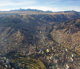 View over La Paz, Bolivia, from the air