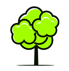 Green Summer Tree. Vector outline Icon and Pictogram. Plant in Garden. EPS file