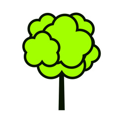 Green Summer Tree. Vector outline Icon and Pictogram. Plant in Garden. EPS file