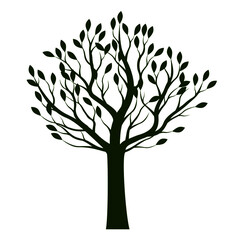 Obraz premium Summer Tree. Vector outline Illustration. Plant in Garden. EPS file