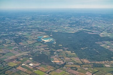 Aerial view of Holland. Netherlands view from plane.