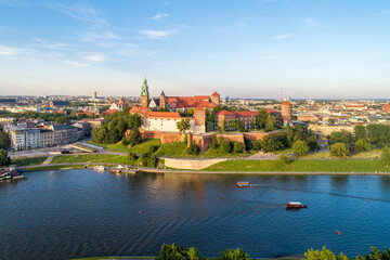 Fototapeta na wymiar Krakow. Poland. Wawel cathedral and castle. Aerial view