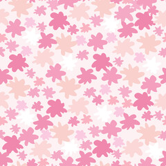Random small and middle star shapes isolated seamless pattern. Figures in pink tones on white background.