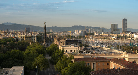 Fototapeta premium Barcelona sunset day to night at port 