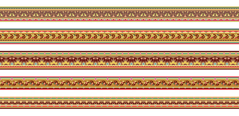 Abstract ethnic stripes. Ornamental borders set