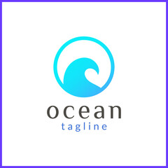 Modern logo design with bright blue sea wave