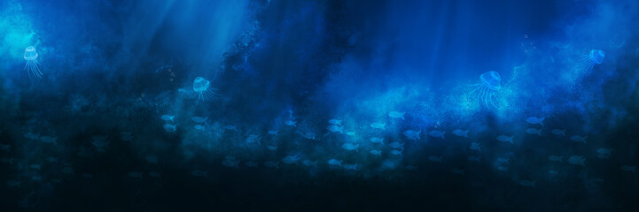 Obraz na płótnie Canvas Underwater world panorama