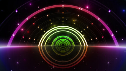 Tunnel Neon Light Disco Tube abstract 3D illustration background.