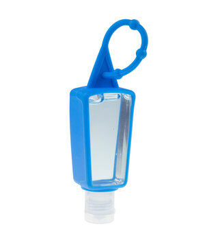 Clear Hand Sanitizer Keychain Blue Isolated On White Background