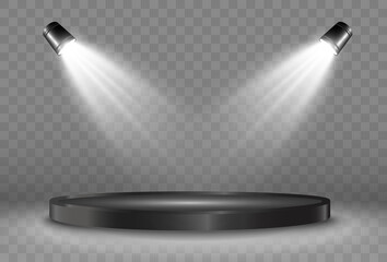 Round podium or platform on a transparent background.