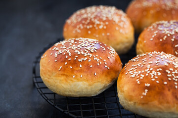 Fresh homemade burger buns