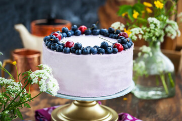 Homemade delicious blueberry cake