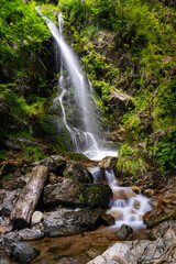 view of the waterfalls in Fahl in the Black Forest region of Germany in summer