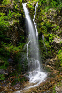 view of the waterfalls in Fahl in the Black Forest region of Germany in summer
