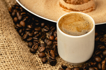 Turkish coffee prepared in sand with turk