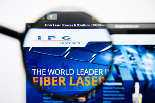 Los Angeles, California, USA - 25 January 2019: IPG Photonics website homepage. IPG Photonics logo visible on display screen.