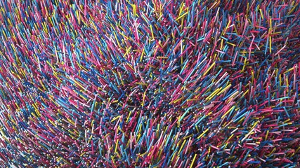 Abstract image of colored plastic villi 3D image