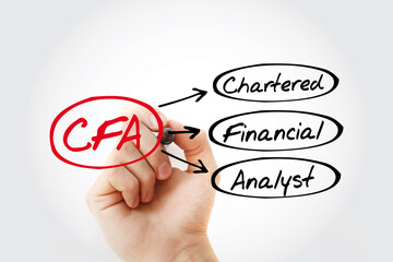 CFA - Chartered Financial Analyst acronym, business concept background