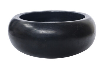 black wooden vase isolated on white background. Details of modern boho bohemian scandinavian, loft and minimal style eco design interior