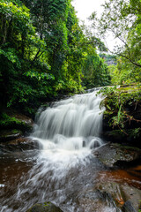 Beautiful waterfalls in the green forest in the forest area of ​​Phu Lanka National Park, Bueng Kan Province, Thailand