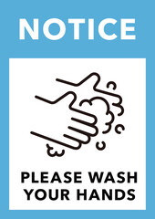 Wash your hands poster infographic (Size : A series) Blue
