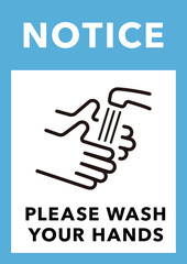 Wash your hands poster infographic (Size : A series) Blue