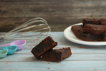 Brownie Chocolate Flat Lay Delicious Homemade Sweet Food