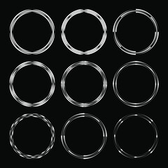 Set of white abstract curved stripes. Circle form. Geometric art. Trendy design element for frame, logo, tattoo, sign, symbol, web pages, prints, posters, template, pattern and abstract background
