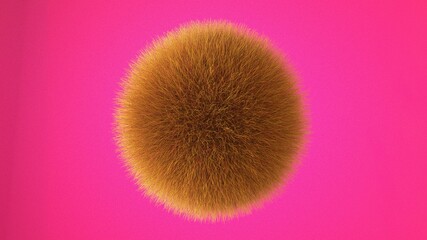 Abstract image of a fur ball on a pink background 3D image