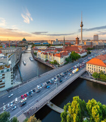 Berlin, Germany Skyline from Above the Spree River.