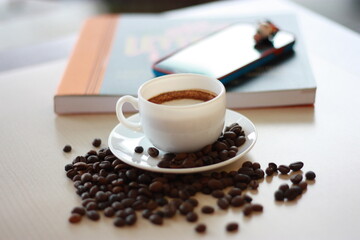 Macchiato, Book, and Phone