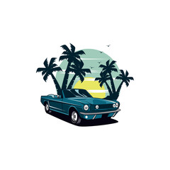classic car and palm beach