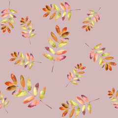 Seamless watercolor pattern,jpg,12x12 inches, Autumn Leaves Pattern