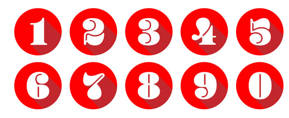 Numbers / red circle Icons	