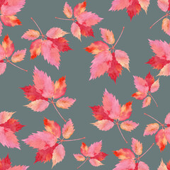 Seamless watercolor pattern,jpg,12x12 inches, Autumn Leaves Pattern