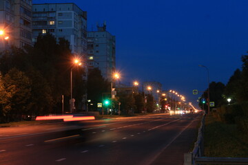 night traffic in the city Kemerovo
