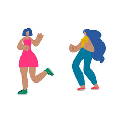 A set of illustrations of girls drawn in the Doodle style. Human characters drawn by hand in a fashionable style. Fashion girls are drawn to the web site or for social networking. Vector illustration
