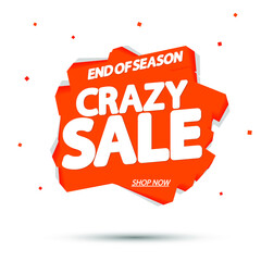 Crazy Sale, promotion banner design template, discount tag, vector illustration