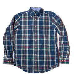 blue checkered shirt isolated on white background