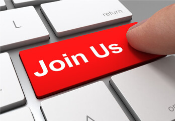 Fototapeta premium join us push button concept 3d illustration