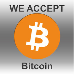 A sign that says : WE ACCEPT BITCOIN