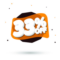 Sale 33% off, bubble banner design template, discount tag, extra offer, vector illustration