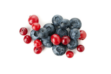 Naklejka na ściany i meble Mix of fresh berries isolated on white background