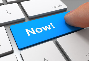 Fototapeta premium now push button concept 3d illustration