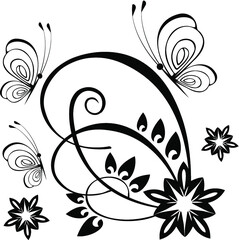 black and white butterflies background