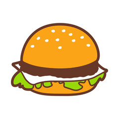 Illustration of fast food hamburger.