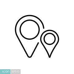 Two pin map icon. Map pointer. Map markers