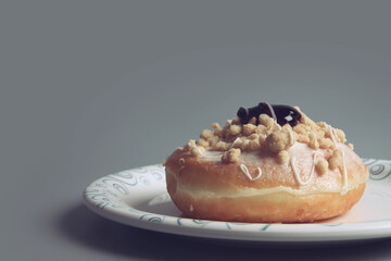 Donut cakes isolated on gray background